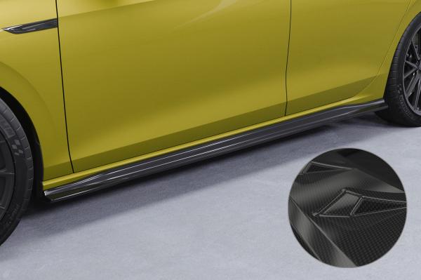 CSR Seitenschweller mit ABE für VW Golf 8 GTI, GTD, GTE, R-Line SS585-C Carbon Look Hochglanz (keine Lackierung erforderlich)
