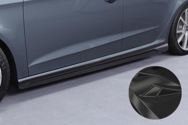 CSR Seitenschweller mit ABE für Audi A3 8V Sportback (kein S / S-Line) SS593-C Carbon Look Hochglanz (keine Lackierung erforderlich)