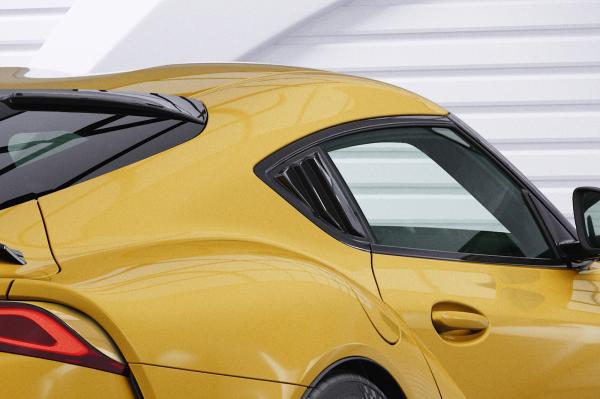 CSR Seitenscheibenblenden mit ABE für Toyota GR Supra (A90) SSB001-S strukturiert schwarz matt (keine Lackierung erforderlich)