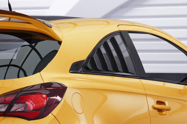 CSR Seitenscheibenblenden mit ABE für Opel Corsa E 3-Türer SSB007-C Carbon Look Hochglanz (keine Lackierung erforderlich)