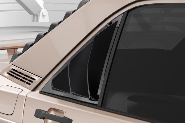 CSR Seitenscheibenblenden mit ABE für Mercedes Benz W201 / 190er Limousine SSB037-S Strukturiert schwarz matt (keine Lackierung erforderlich)