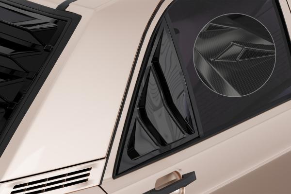 CSR Seitenscheibenblenden mit ABE für Mercedes Benz W201 / 190er Limousine SSB037-C Carbon Look Hochglanz (keine Lackierung erforderlich)