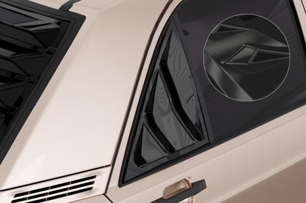 CSR Seitenscheibenblenden mit ABE für Mercedes Benz W201 / 190er Limousine SSB037-G Glossy schwarz Hochglanz (keine Lackierung erforderlich)