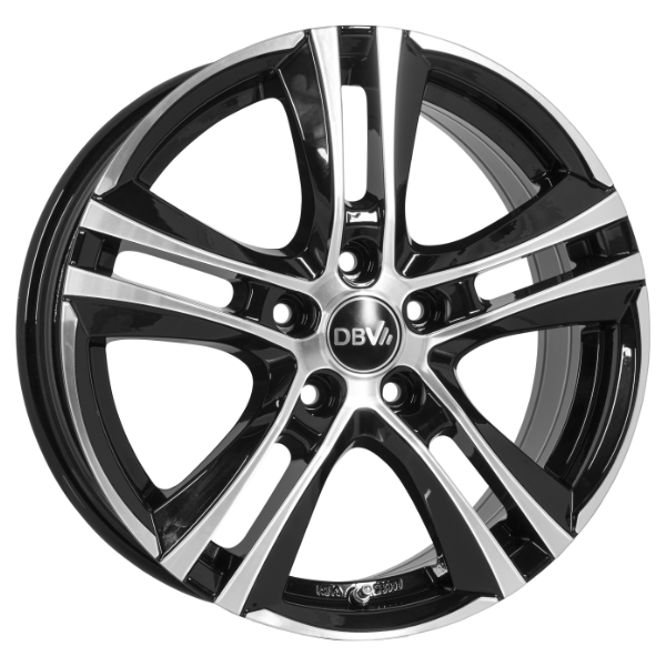 DBV Alufelge Andorra II schwarz glänzend, front poliert 8x19 ET42 5x108 Nabe 70.1 KBA 53978