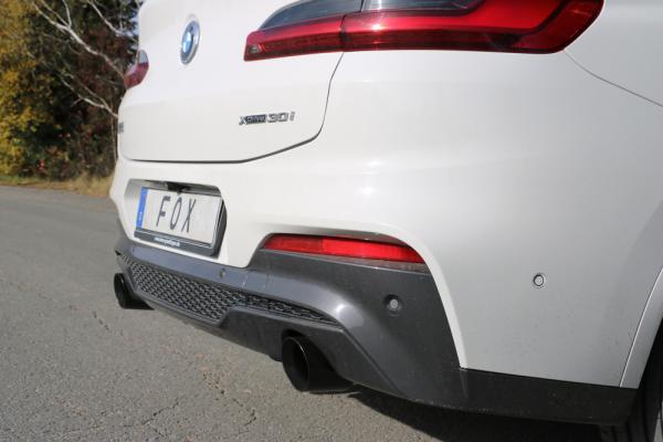 Fox passend für BMW X4 G02 - 30i Endschalldämpfer quer Ausgang rechts/links - 1x100 Typ 25 rechts/links SCHWARZ emalliert mit Abgasklappe - Nicht verbaubar bei Modellen mit Panoramadach BM171015-293S