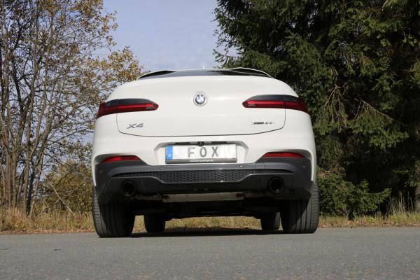 Fox passend für BMW X4 G02 - 30i Endschalldämpfer quer Ausgang rechts/links - 1x100 Typ 25 rechts/links SCHWARZ emalliert mit Abgasklappe - Nicht verbaubar bei Modellen mit Panoramadach BM171015-293S