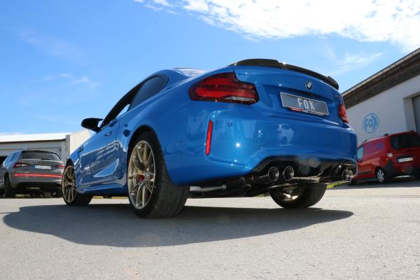 Fox passend für BMW F87 M2 Competition + CS Endschalldämpfer quer Ausgang rechts/links mit 2 Abgasklappen - 2x90 Typ 25 rechts/links BM180025-292