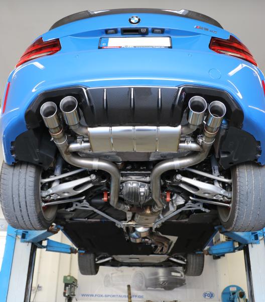 Fox passend für BMW F87 M2 Competition + CS Endschalldämpfer quer Ausgang rechts/links mit 2 Abgasklappen - 2x90 Typ 25 rechts/links BM180025-292