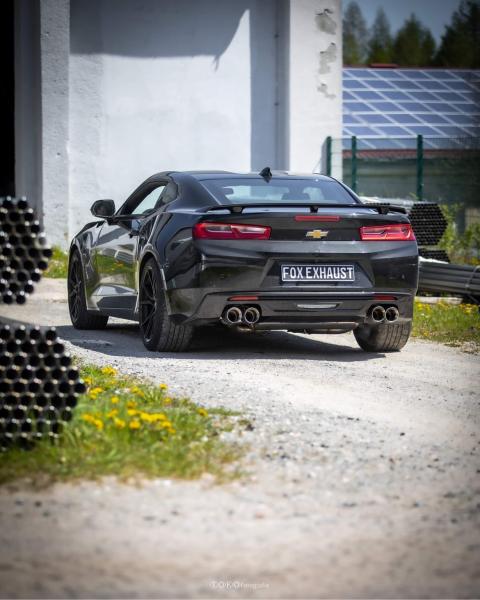 Fox passend für Chevrolet Camaro - A1XC Endschalldämpfer quer Ausgang rechts/links mit 2 Abgasklappen - 2x100 Typ 25 rechts/links CE046005-294