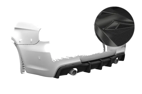 CSR Diffusor | Heckansatz mit ABE für BMW 3er E90 / E91 HA256-C Carbon Look Hochglanz (keine Lackierung erforderlich)