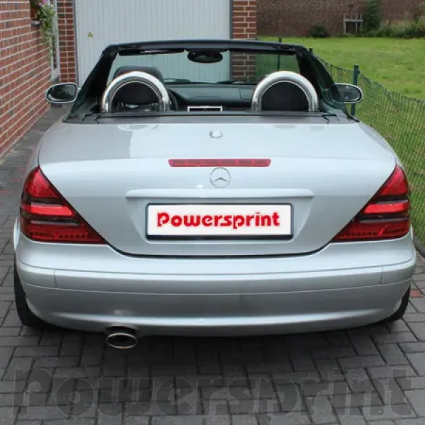 Powersprint Edelstahl-Sportschalldämpfer für Mercedes SLK 200–230 Kompressor – Endrohr SA7 Ø 120x80 mm, EG-Betriebserlaubnis