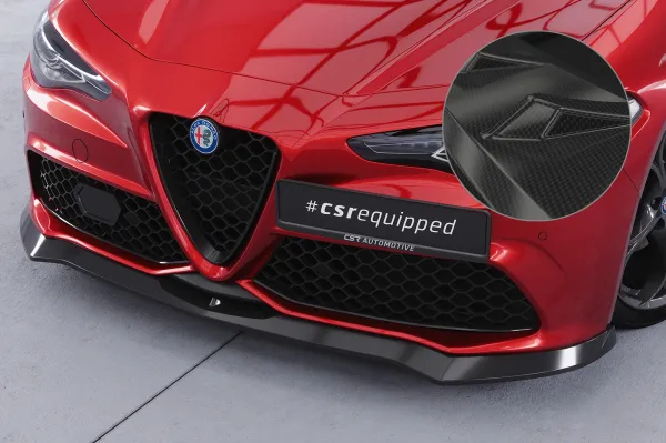CSR Frontspoiler | Cup-Spoilerlippe mit ABE für Alfa Romeo Giulia (952) Veloce CSL782-C Carbon Look Hochglanz (keine Lackierung erforderlich)