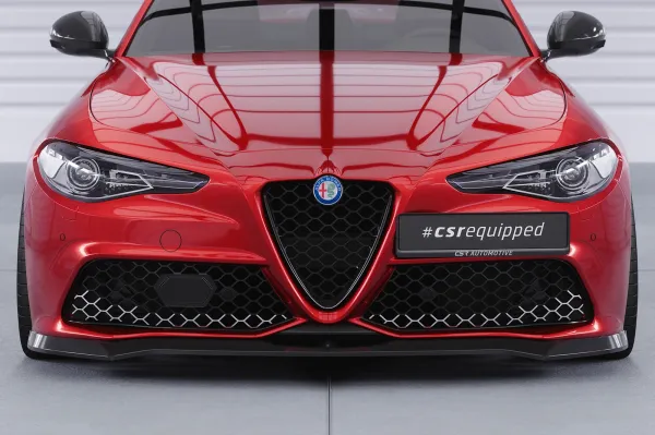 CSR Frontspoiler | Cup-Spoilerlippe mit ABE für Alfa Romeo Giulia (952) Veloce CSL782-C Carbon Look Hochglanz (keine Lackierung erforderlich)