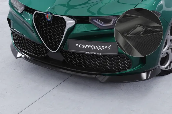 CSR Frontspoiler | Cup-Spoilerlippe mit ABE für Alfa Romeo Tonale CSL905-C Carbon Look Hochglanz (keine Lackierung erforderlich)