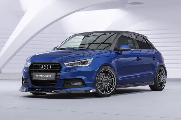 CSR Frontspoiler | Cup-Spoilerlippe mit ABE für Audi A1 (8X) S-Line CSL919-C Carbon Look Hochglanz (keine Lackierung erforderlich)