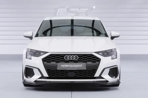 CSR Frontspoiler | Cup-Spoilerlippe mit ABE für Audi A3 8Y Sportback CSL927-G Glossy schwarz Hochglanz (keine Lackierung erforderlich)