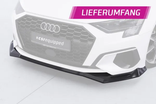 CSR Frontspoiler | Cup-Spoilerlippe mit ABE für Audi A3 8Y Sportback CSL927-S strukturiert schwarz matt (keine Lackierung erforderlich)