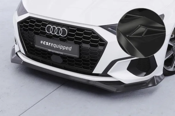 CSR Frontspoiler | Cup-Spoilerlippe mit ABE für Audi A3 8Y Sportback CSL927-G Glossy schwarz Hochglanz (keine Lackierung erforderlich)