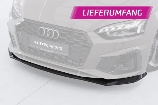 CSR Frontspoiler | Cup-Spoilerlippe mit ABE für Audi A5 F5 Sportback CSL929-G Glossy schwarz Hochglanz (keine Lackierung erforderlich)