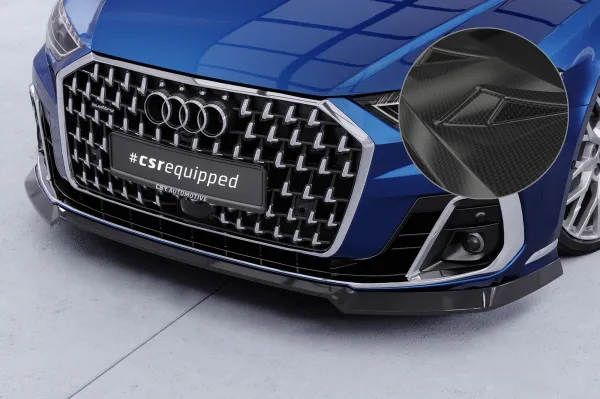 CSR Frontspoiler | Cup-Spoilerlippe mit ABE für Audi A8 D5 (Typ 4N/F8) CSL863-C Carbon Look Hochglanz (keine Lackierung erforderlich)