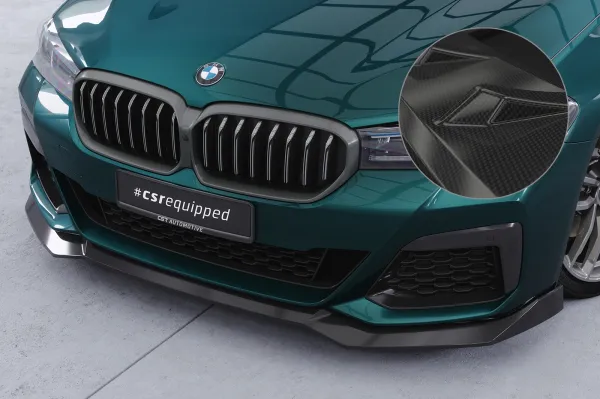 CSR Frontspoiler | Cup-Spoilerlippe mit ABE für BMW 5er G30/G31 M-Paket LCI CSL646-C Carbon Look Hochglanz (keine Lackierung erforderlich)