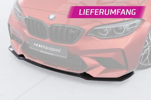 CSR Frontspoiler | Cup-Spoilerlippe mit ABE für BMW M2 Competition (F87) CSL540-G Glossy schwarz Hochglanz (keine Lackierung erforderlich)