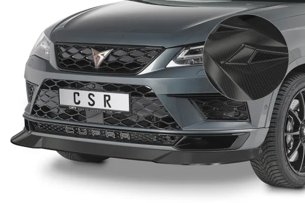 CSR Frontspoiler | Cup-Spoilerlippe mit ABE für Cupra Ateca CSL430-C Carbon Look Hochglanz (keine Lackierung erforderlich)