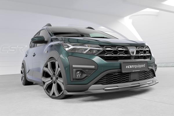 CSR Frontspoiler | Cup-Spoilerlippe mit ABE für Dacia Sandero Stepway CSL654-G Glossy schwarz Hochglanz (keine Lackierung erforderlich)