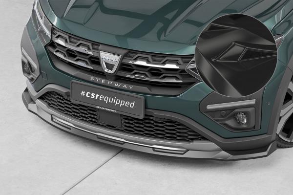 CSR Frontspoiler | Cup-Spoilerlippe mit ABE für Dacia Sandero Stepway CSL654-G Glossy schwarz Hochglanz (keine Lackierung erforderlich)
