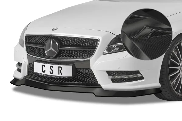 CSR Frontspoiler | Cup-Spoilerlippe mit ABE für Mercedes-Benz CLS C218 / X218 AMG-Line CSL416-C Carbon Look Hochglanz (keine Lackierung erforderlich)