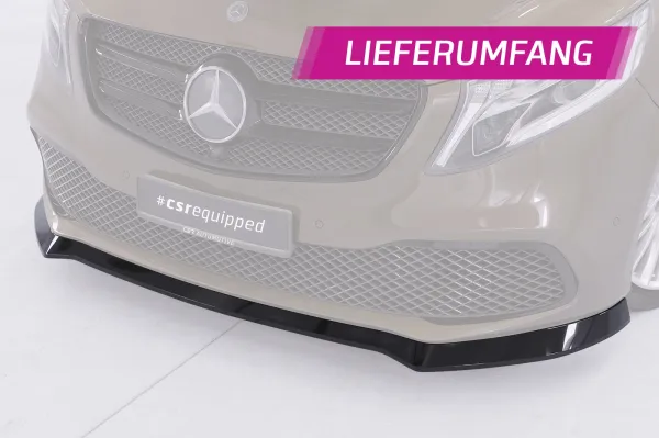 CSR Frontspoiler | Cup-Spoilerlippe mit ABE für Mercedes-Benz V-Klasse 447 / EQV CSL880-G Glossy schwarz Hochglanz (keine Lackierung erforderlich)