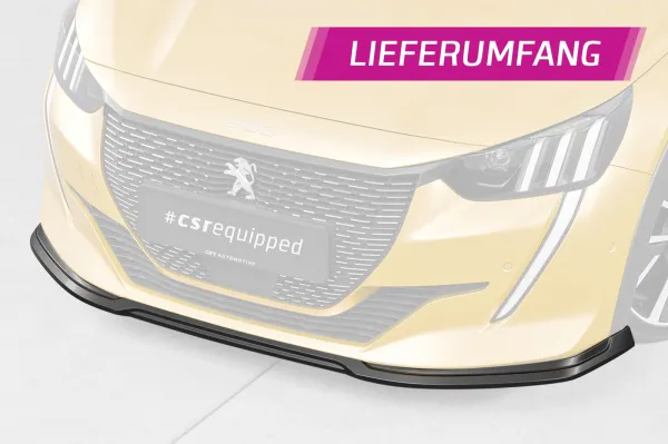 CSR Frontspoiler | Cup-Spoilerlippe mit ABE für Peugeot 208 II GT / GT-Line CSL811-G Glossy schwarz Hochglanz (keine Lackierung erforderlich)