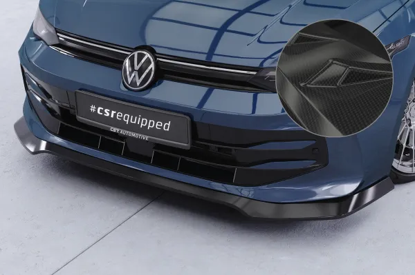 CSR Frontspoiler | Cup-Spoilerlippe mit ABE für VW Golf 8 CSL940-C Carbon Look Hochglanz (keine Lackierung erforderlich)