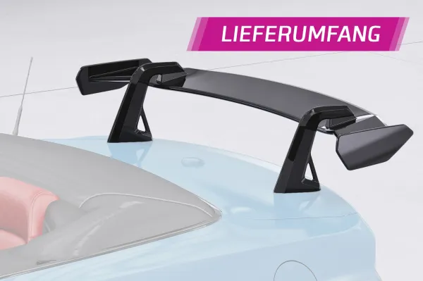 CSR Schwanenhals Heckflügel mit ABE für Ford Mustang MK6 Cabrio SHF047-D02-C Carbon Look Hochglanz (keine Lackierung erforderlich)