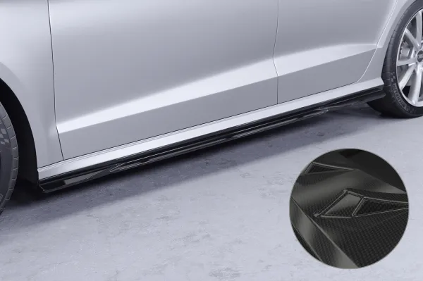 CSR Seitenschweller mit ABE für Audi A3 8V Limo SS588-C Carbon Look Hochglanz (keine Lackierung erforderlich)