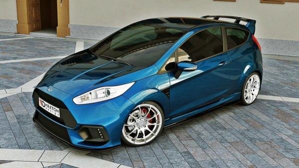 Maxton Design Front Ansatz für (Focus RS Look Stoßstange) für Ford Fiesta Mk7 FL schwarz Hochglanz
